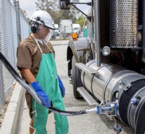 UPS LNG tractor being fueled