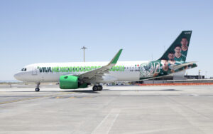 Viva Aerobus Airbus A320 in a special livery supporting the Mexican national football team ahead of the FIFA World Cup