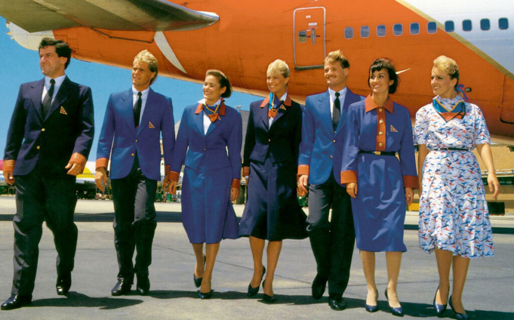 Yves St. Laurent designed uniforms for Australian airline, Quantas Airways
