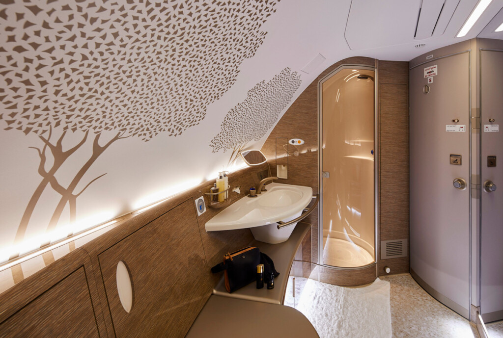 First Retrofitted Emirates A380 Enters Service New York Airport a380refreshedshowerspadesigntouches 1211 Metropolitan Airport News