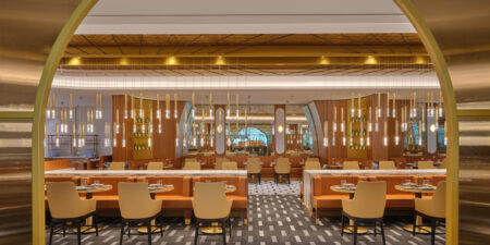 Delta One Lounge at JFK Airport Ushers In a New Era of Premium Airline Travel delta one at jfk - brasserie entrance