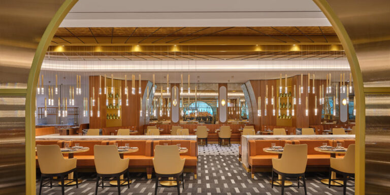 Delta One Lounge at JFK Airport Ushers In a New Era of Premium Airline Travel delta one at jfk - brasserie entrance