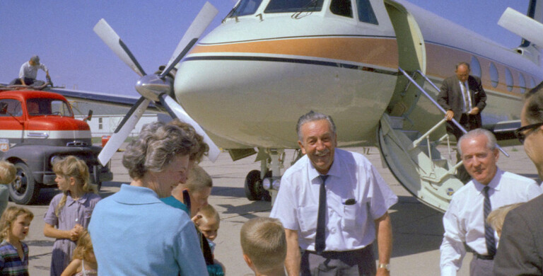 Walt Disney’s Grumman Gulfstream I Airplane Returns to Palm Springs Straight from D23 Expo 2022 Walt Disney Gulstream G1