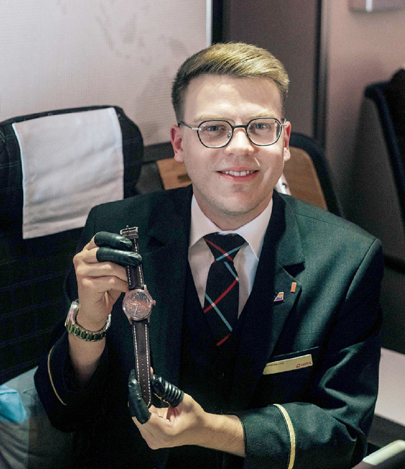 A Swiss watch assembled at 30,000 ft of altitude between Geneva and New York